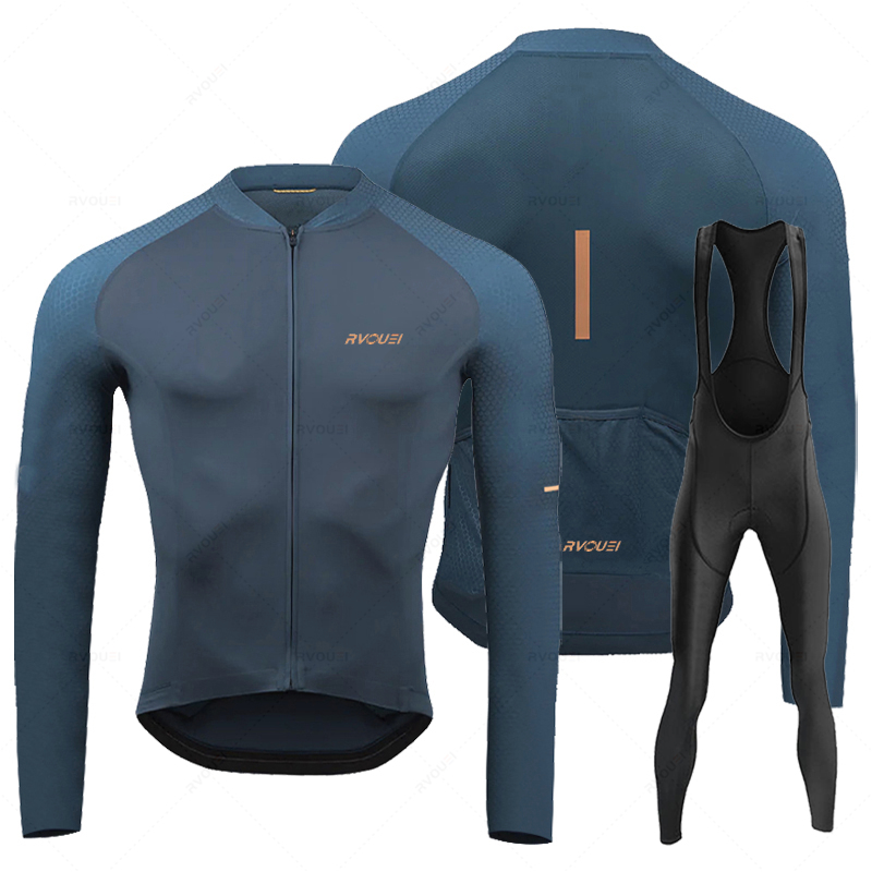 Cycling Gear Logo - Rvouei setelan Jersey sepeda lengan panjang,