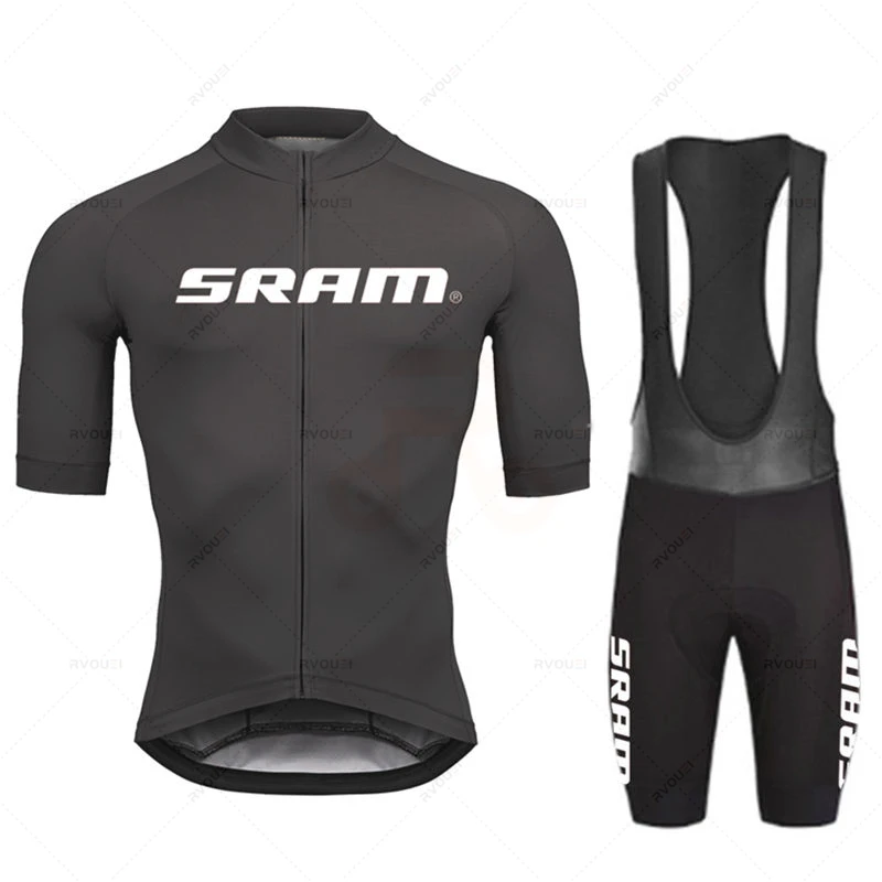 Cycling Gear Logo - Sram Pro setelan Jersey bersepeda pria,