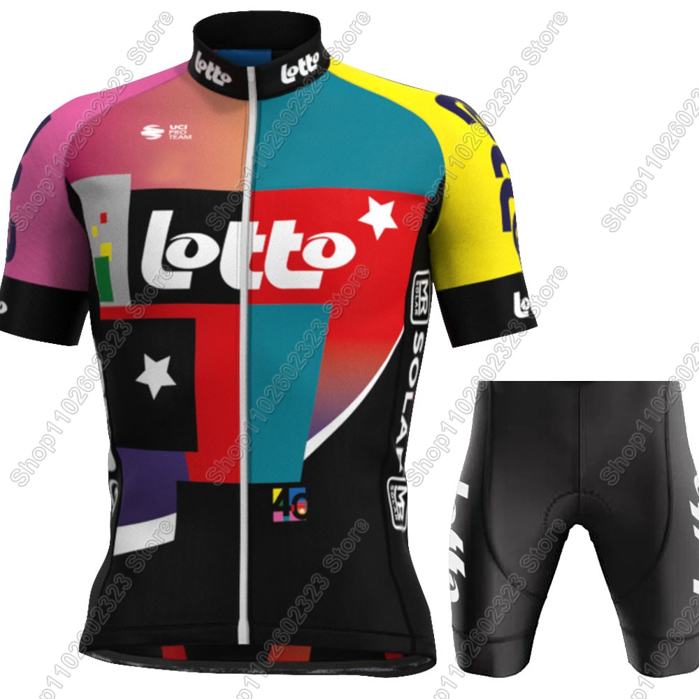 Set Jersey Bersepeda Tim Lotto - Cycling Gear Logo ulasan dan harga